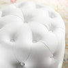 Anthem Tufted Button Round Faux Leather Ottoman - No Shipping Charges MDY-EEI-3777-WHI