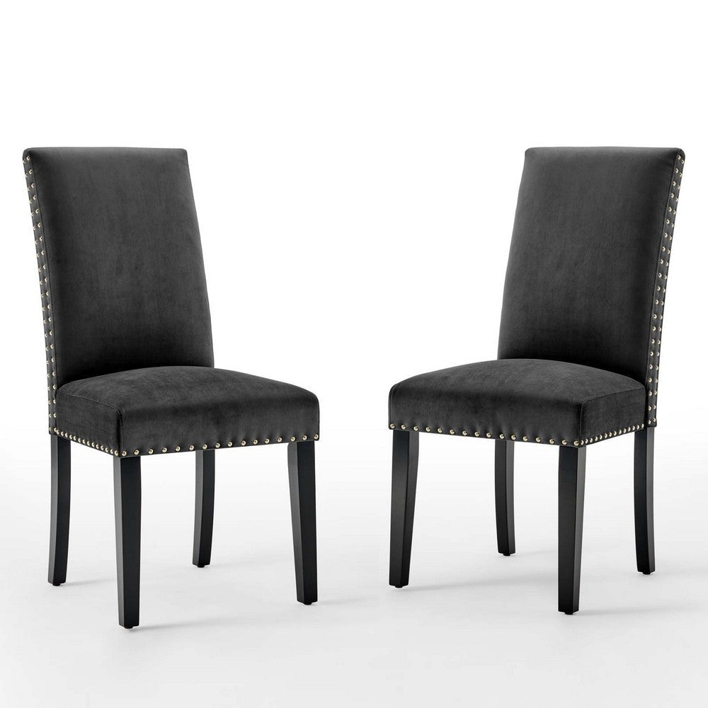 Modway EEI-3779-CHA Parcel Performance Velvet Dining Side Chairs - Set of 2, Charcoal