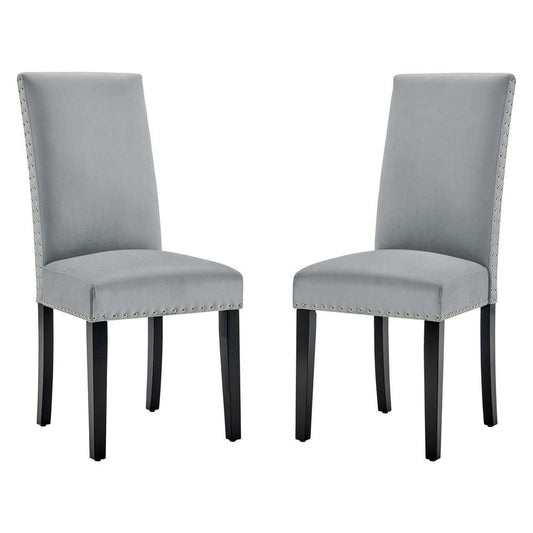 Modway Parcel Performance Velvet Dining Side Chairs-Set of 2, Light Gray