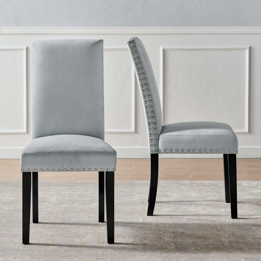 Modway Parcel Performance Velvet Dining Side Chairs-Set of 2 Light Gray MDY-EEI-3779-LGR