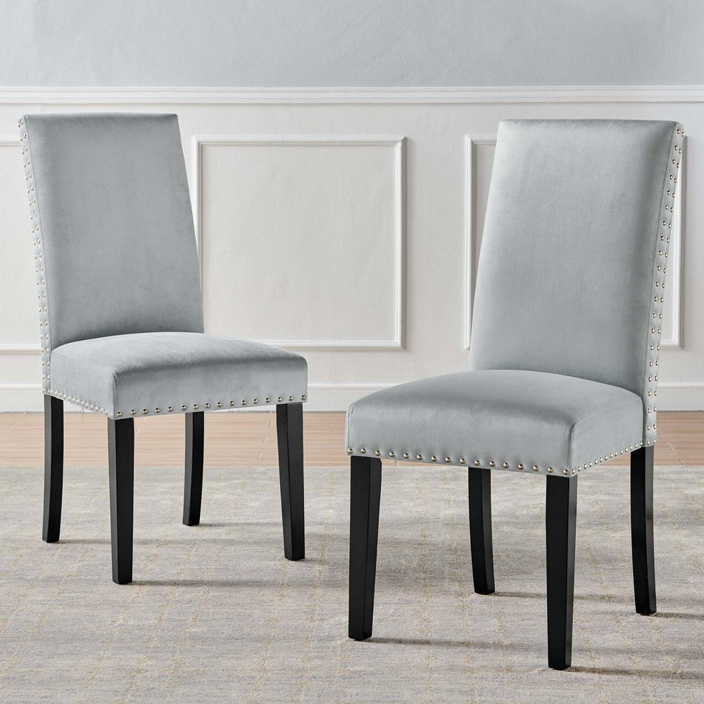 Modway Parcel Performance Velvet Dining Side Chairs-Set of 2 Light Gray MDY-EEI-3779-LGR