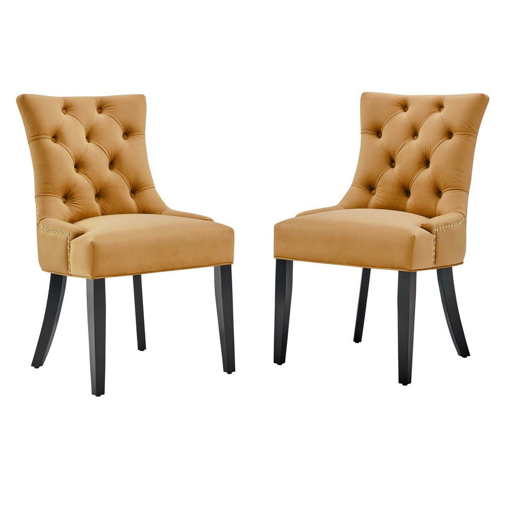 Modway Regent Tufted Performance Velvet Dining Side Chairs-Set of 2, Pack of 2, Cognac