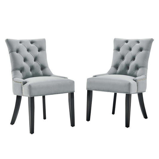 Modway Regent Tufted Performance Velvet Dining Side Chairs-Set of 2, Pack of 2, Light Gray