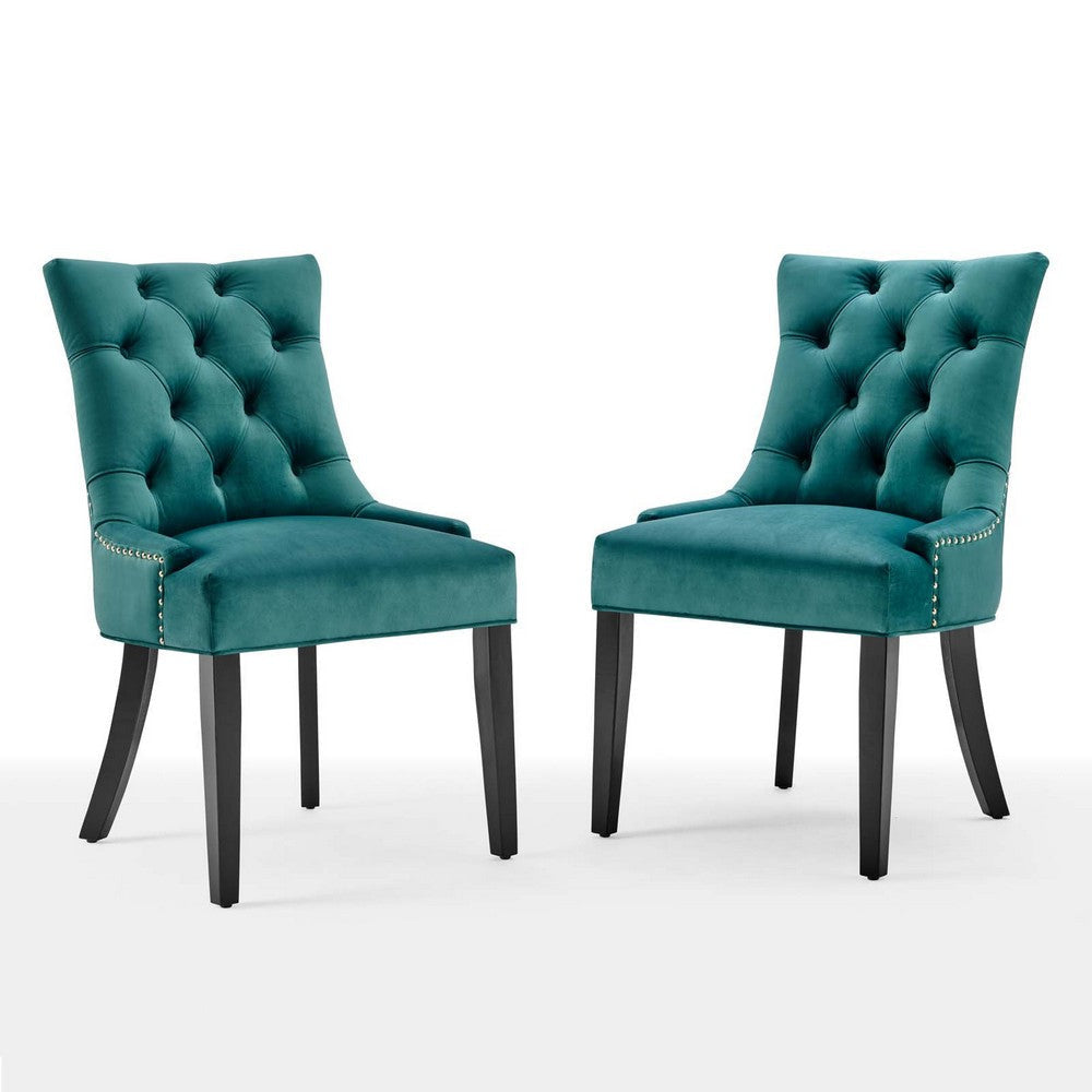 Modway Regent Tufted Performance Velvet Dining Side Chairs - Set of 2, Teal