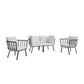 Modway Riverside Outdoor Furniture, 4-Piece Set, Gray White