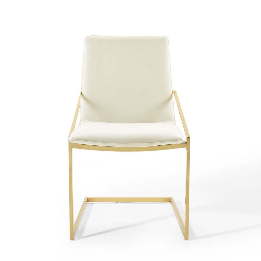 Modway Pitch Performance Velvet Dining Armchair Gold Ivory MDY-EEI-3799-GLD-IVO