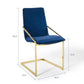 Modway Pitch Performance Velvet Dining Armchair Gold Navy 21.5 x 19.5 x 35.5 MDY-EEI-3799-GLD-NAV