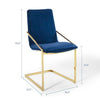 Modway Pitch Performance Velvet Dining Armchair Gold Navy 21.5 x 19.5 x 35.5 MDY-EEI-3799-GLD-NAV