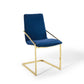 Modway Pitch Performance Velvet Dining Armchair, Gold Navy 21.5 x 19.5 x 35.5