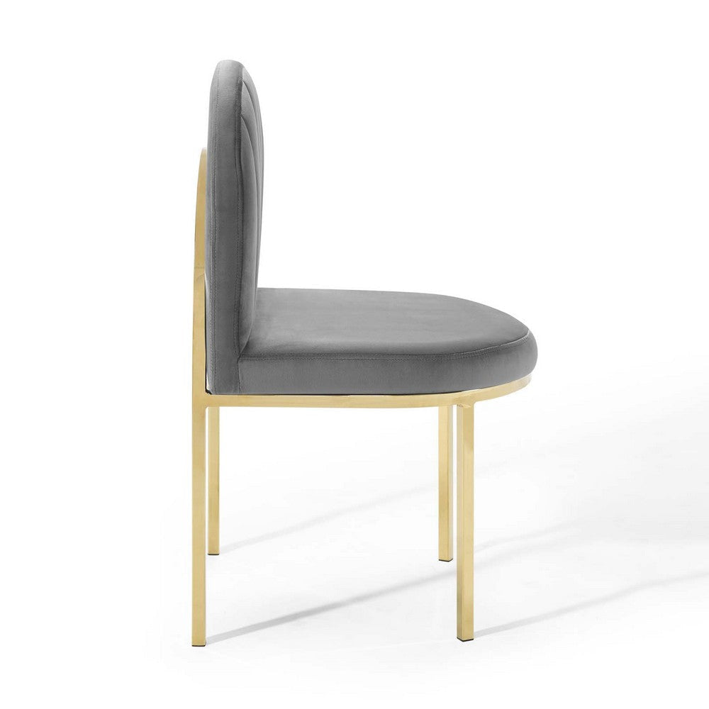 Isla Channel Tufted Performance Velvet Dining Side Chair - No Shipping Charges MDY-EEI-3802-GLD-GRY