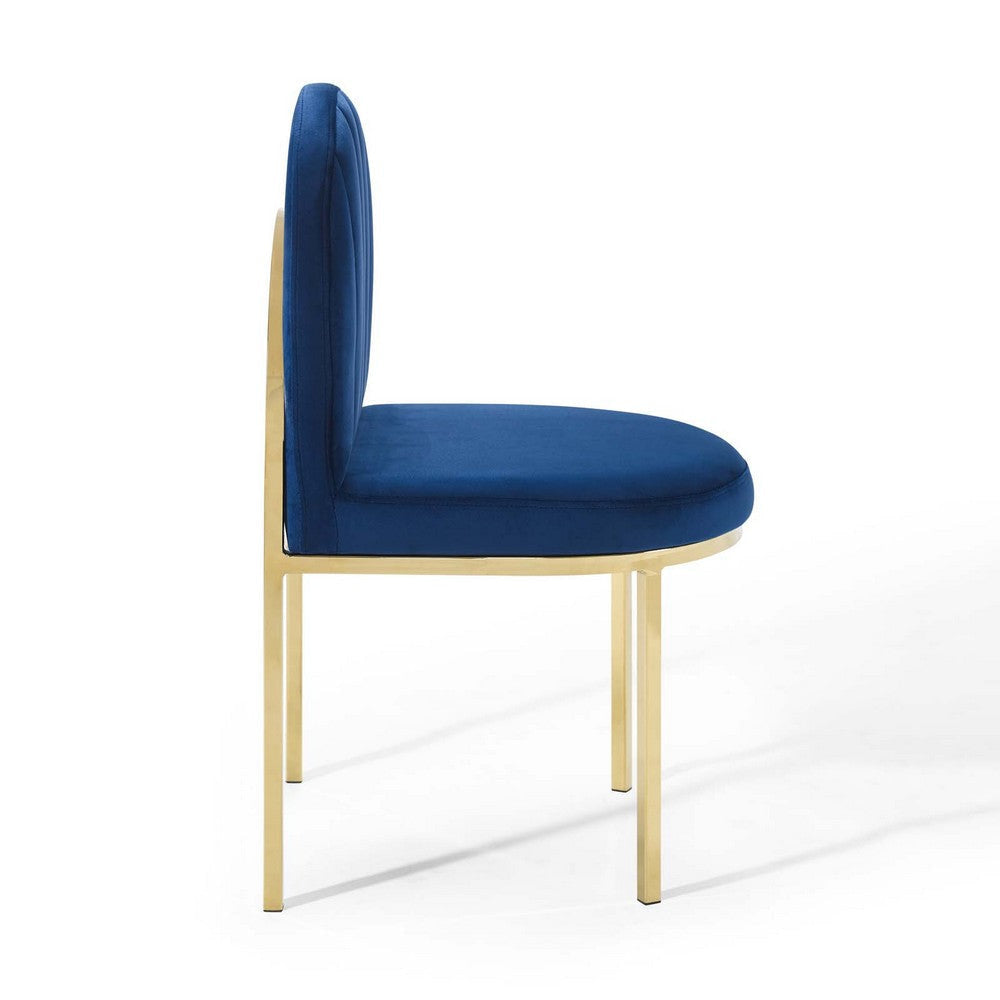 Isla Channel Tufted Performance Velvet Dining Side Chair - No Shipping Charges MDY-EEI-3802-GLD-NAV