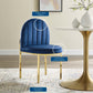 Modway Isla Channel Tufted Performance Velvet Dining Side Chair, Gold Navy