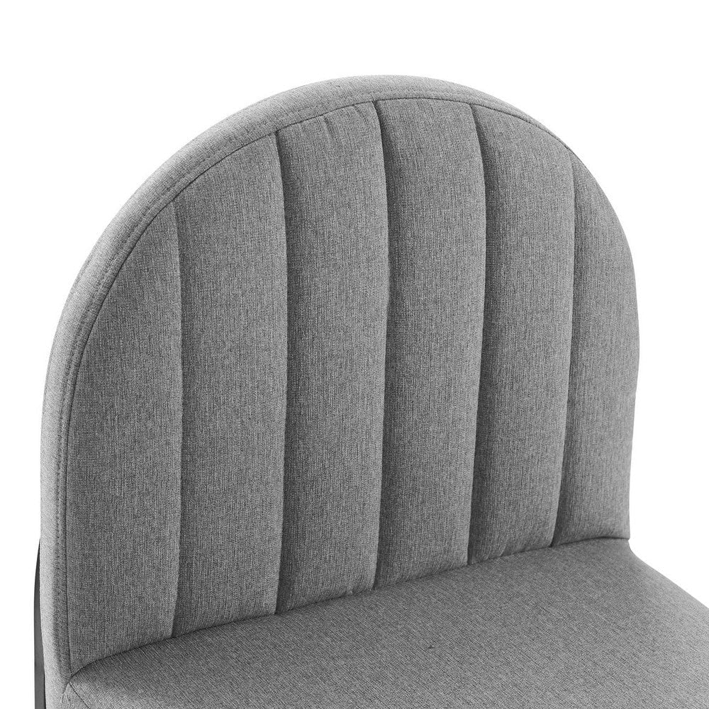 Modway Isla Channel Tufted Upholstered Fabric Dining Side Chair Black Light Gray MDY-EEI-3803-BLK-LGR