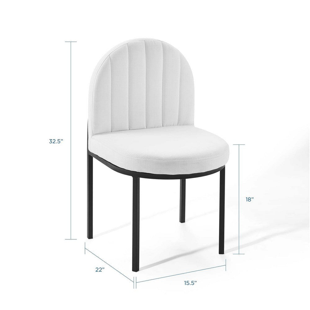 Isla Channel Tufted Upholstered Fabric Dining Side Chair - No Shipping Charges MDY-EEI-3803-BLK-WHI