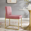 Modway Carriage Channel Tufted Sled Base Performance Dining Chair, Gold Dusty Rose