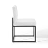 Modway Carriage Channel Tufted Sled Base Upholstered Fabric Dining Chair Black White MDY-EEI-3807-BLK-WHI