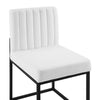 Modway Carriage Channel Tufted Sled Base Upholstered Fabric Dining Chair Black White MDY-EEI-3807-BLK-WHI