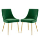 Modway Viscount Performance Velvet Dining Chairs-Set of 2, Emerald