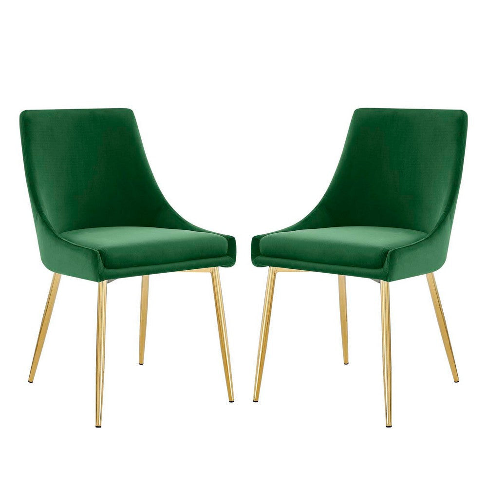 Modway Viscount Performance Velvet Dining Chairs-Set of 2, Emerald