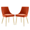 Modway Viscount Performance Velvet Dining Chairs-Set of 2, Orange