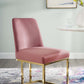 Modway Amplify Sled Base Performance Velvet Dining Side Chair, Gold Dusty Rose