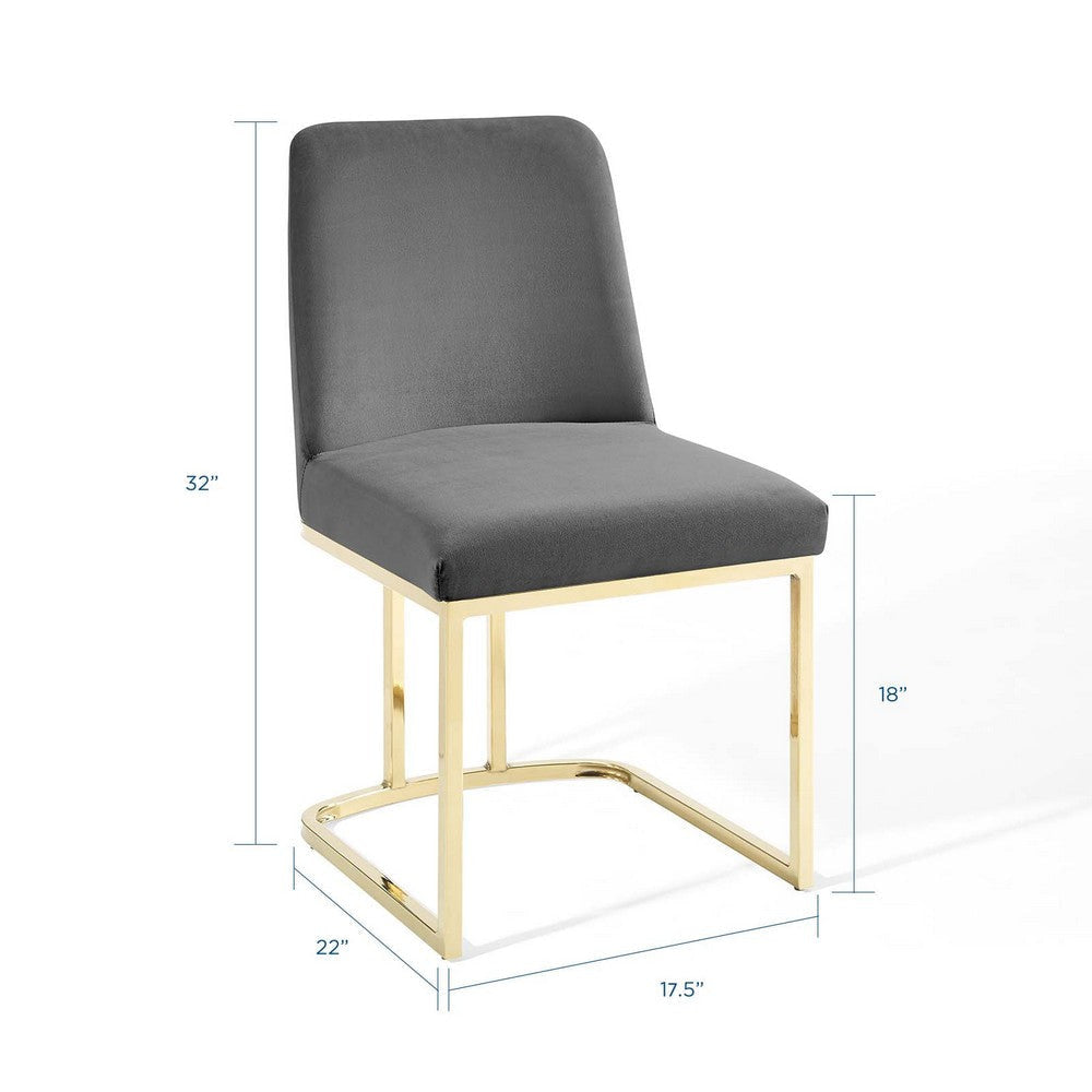 Amplify Sled Base Performance Velvet Dining Side Chair - No Shipping Charges MDY-EEI-3810-GLD-DUS