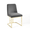 Modway Amplify Sled Base Performance Velvet Dining Side Chair, Gold Gray