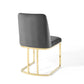 Modway Amplify Sled Base Performance Velvet Dining Side Chair Gold Gray MDY-EEI-3810-GLD-GRY