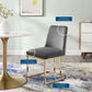 Modway Amplify Sled Base Performance Velvet Dining Side Chair Gold Gray MDY-EEI-3810-GLD-GRY