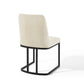 Amplify Sled Base Upholstered Fabric Dining Side Chair - No Shipping Charges MDY-EEI-3811-BLK-BEI