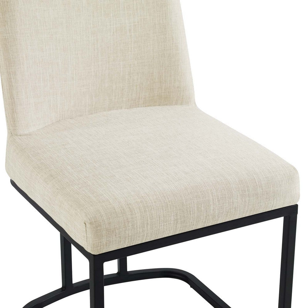 Amplify Sled Base Upholstered Fabric Dining Side Chair - No Shipping Charges MDY-EEI-3811-BLK-BEI