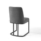 Amplify Sled Base Upholstered Fabric Dining Side Chair - No Shipping Charges MDY-EEI-3811-BLK-BEI