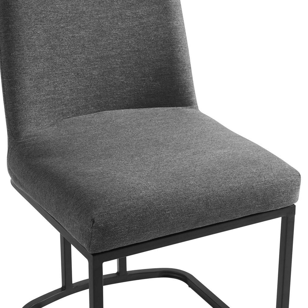 Amplify Sled Base Upholstered Fabric Dining Side Chair - No Shipping Charges MDY-EEI-3811-BLK-BEI