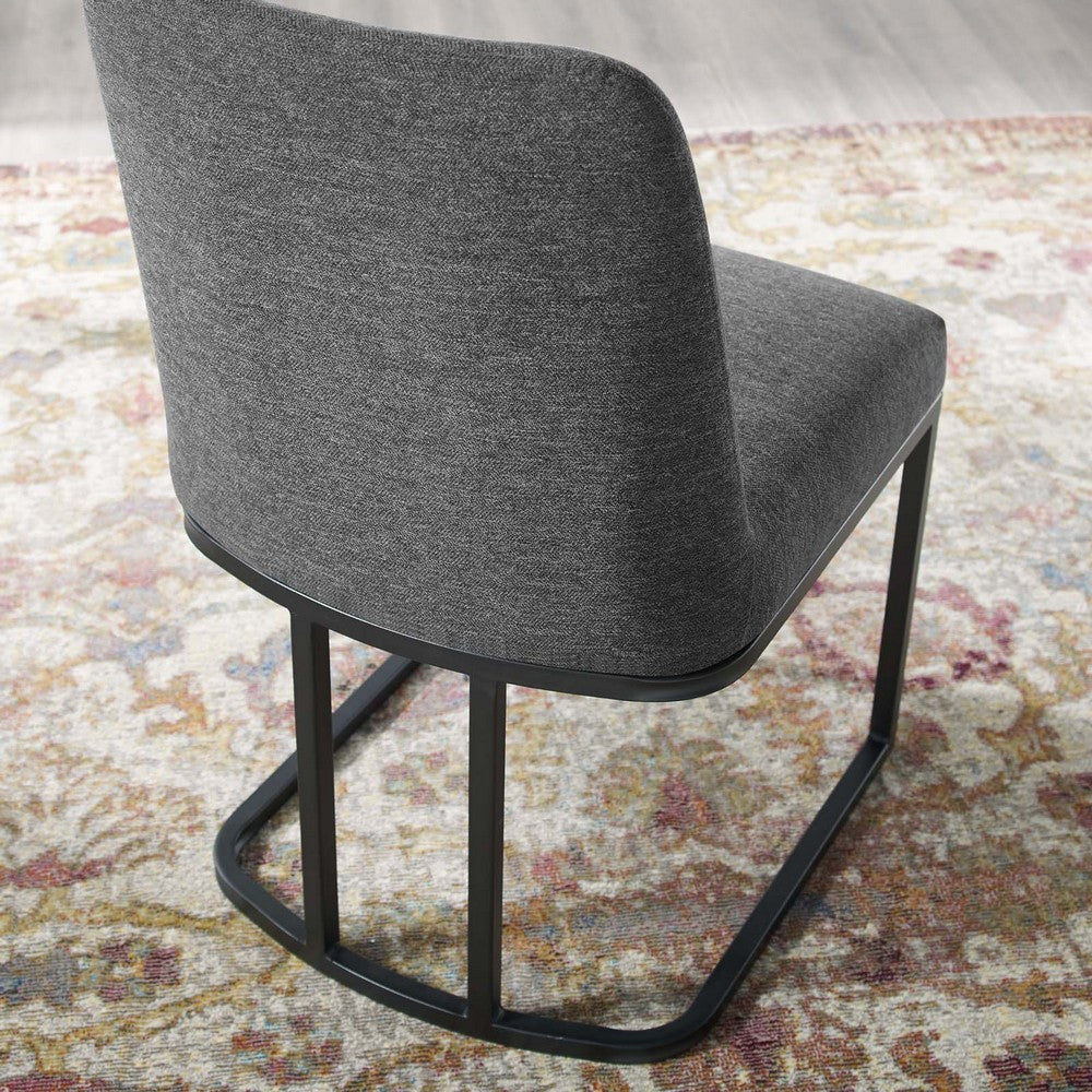 Amplify Sled Base Upholstered Fabric Dining Side Chair - No Shipping Charges MDY-EEI-3811-BLK-BEI