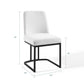 Amplify Sled Base Upholstered Fabric Dining Side Chair - No Shipping Charges MDY-EEI-3811-BLK-BEI