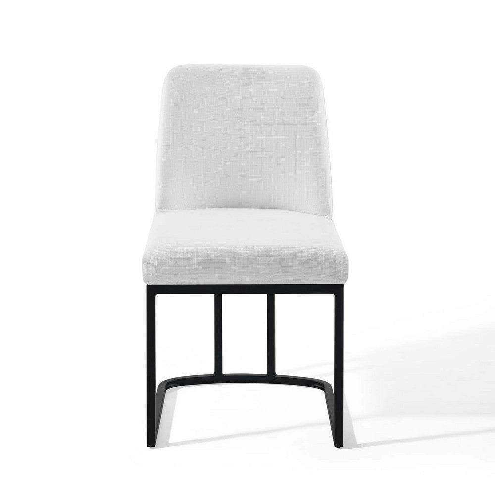 Amplify Sled Base Upholstered Fabric Dining Side Chair - No Shipping Charges MDY-EEI-3811-BLK-WHI