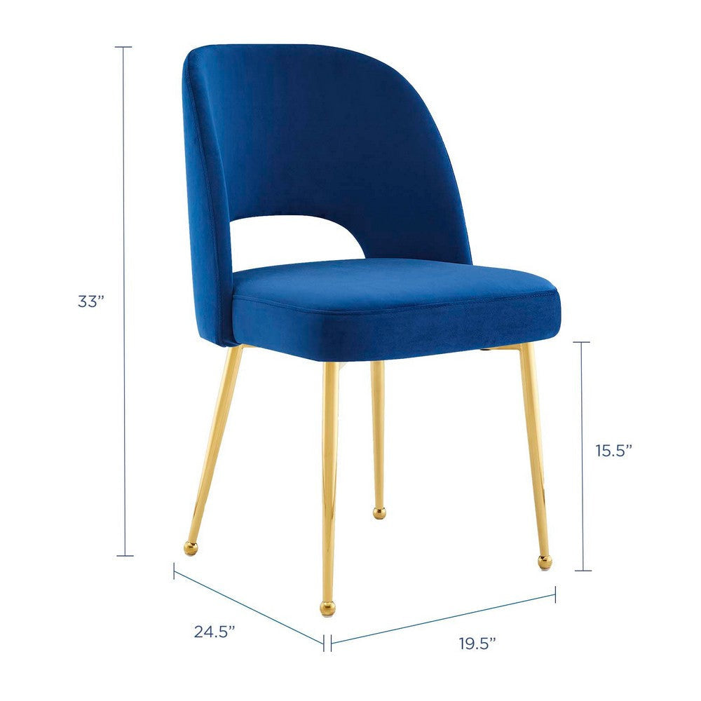 Modway Rouse Performance Velvet Dining Side Chair in Navy MDY-EEI-3836-NAV