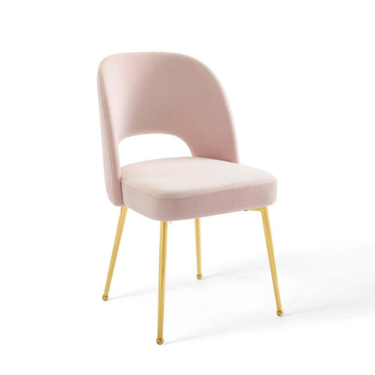 Modway Rouse Mid-Century Modern Performance Velvet Dining Side Chair in Pink