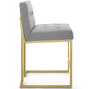 Modway EEI-3852 Privy Stainless Steel Upholstered Fabric Counter Stool Gold Light Gray MDY-EEI-3852-GLD-LGR