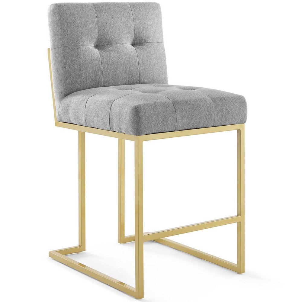 Privy Gold Stainless Steel Upholstered Fabric Counter Stool - No Shipping Charges