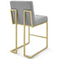 Privy Gold Stainless Steel Upholstered Fabric Counter Stool - No Shipping Charges MDY-EEI-3852-GLD-AZU