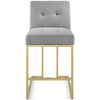 Modway EEI-3852 Privy Stainless Steel Upholstered Fabric Counter Stool Gold Light Gray MDY-EEI-3852-GLD-LGR