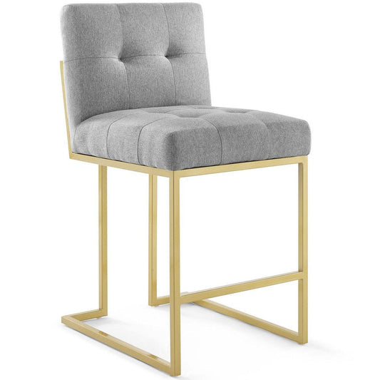 Modway EEI-3852 Privy Stainless Steel Upholstered Fabric Counter Stool, Gold Light Gray