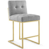 Modway EEI-3852 Privy Stainless Steel Upholstered Fabric Counter Stool, Gold Light Gray