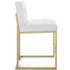 Modway EEI-3852 Privy Stainless Steel Upholstered Fabric Counter Stool Gold White MDY-EEI-3852-GLD-WHI