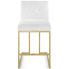 Privy Gold Stainless Steel Upholstered Fabric Counter Stool - No Shipping Charges MDY-EEI-3852-GLD-LGR