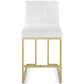 Modway EEI-3852 Privy Stainless Steel Upholstered Fabric Counter Stool Gold White MDY-EEI-3852-GLD-WHI