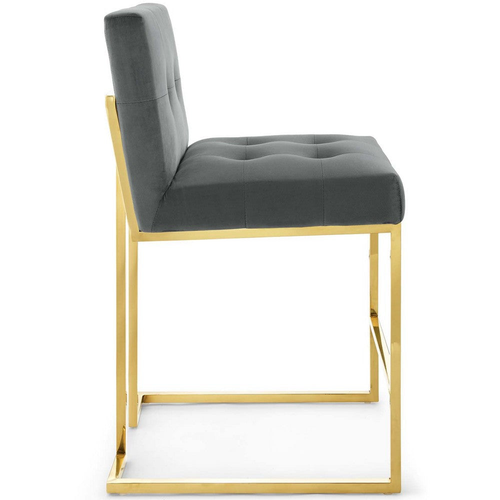 Modway Privy Gold Stainless Steel Performance Velvet Counter Stool Charcoal MDY-EEI-3853-GLD-CHA