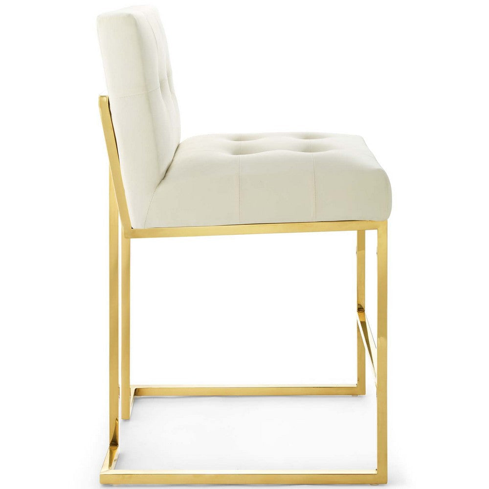 Privy Gold Stainless Steel Performance Velvet Counter Stool - No Shipping Charges MDY-EEI-3853-GLD-CHA