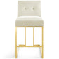 Modway EEI-3853- Privy Gold Stainless Steel Performance Velvet Counter Stool Ivory MDY-EEI-3853-GLD-IVO